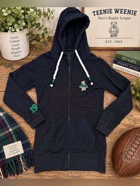 Teenie Weenie Bear Rugby League Full Zip Hoodie Navy Embroidered Preppy Y2K